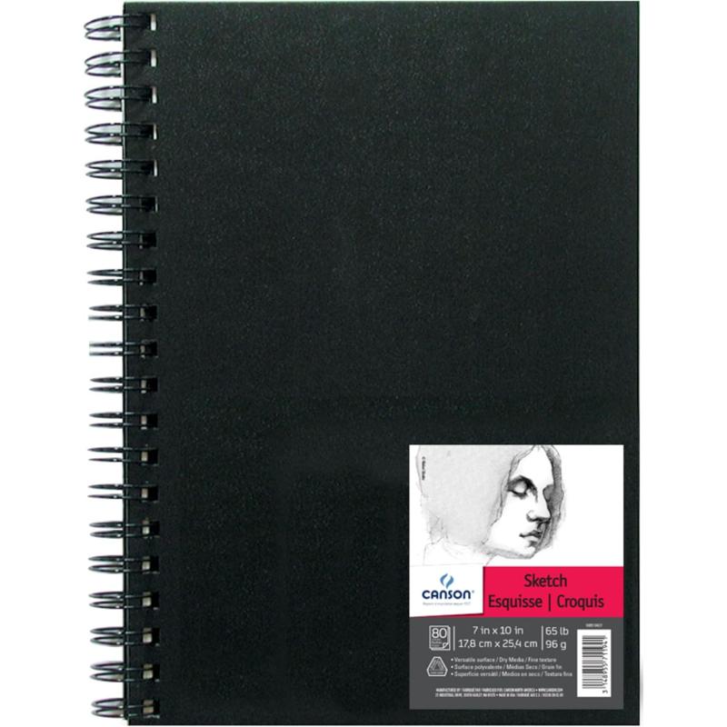 Canson Artist Series Sketch Book Paper Pad for Pencil and Charcoal Acid Free Wire Bound 65 Pound 9 x 12 Inch 80 Sheets7X10