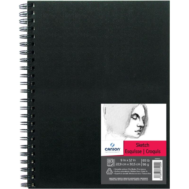 Canson Artist Series Sketch Book Paper Pad for Pencil and Charcoal Acid Free Wire Bound 65 Pound 9 x 12 Inch 80 Sheets9X12