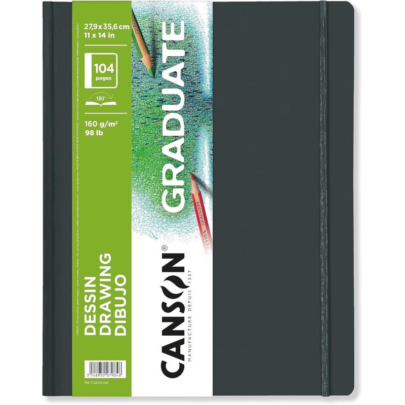 Canson Graduate Drawing Paper Hard Cover Art Journal 85x11 inches 52 Sheets  Artist Paper for Pencil Ink Pen Marker Illustration11x14