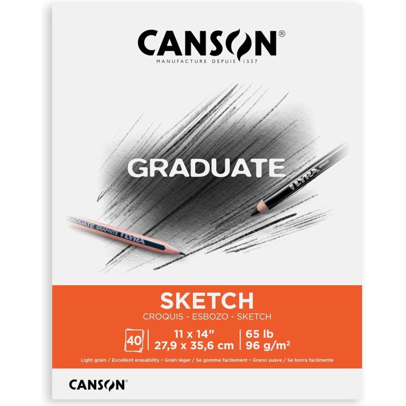 Canson Graduate Sketch Pad Foldover 9x12 inch 40 Sheets  Artist Paper for Adults and Students  Drawing Sketching and Art Journaling11x14 inch