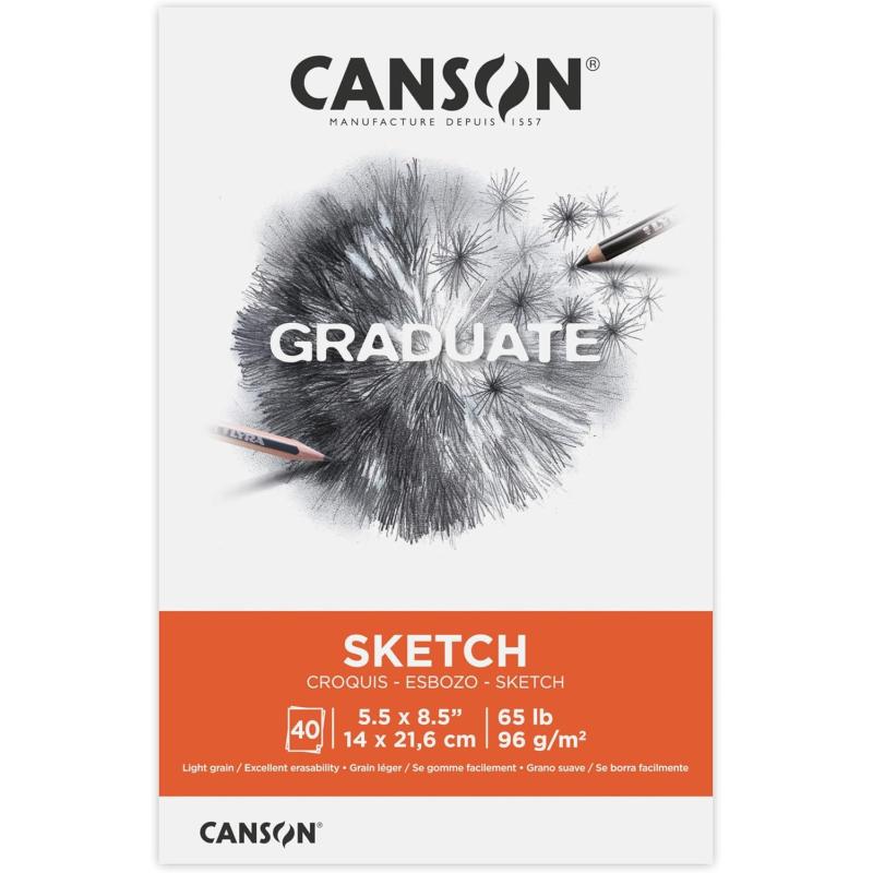 Canson Graduate Sketch Pad Foldover 9x12 inch 40 Sheets  Artist Paper for Adults and Students  Drawing Sketching and Art Journaling55x85 inch