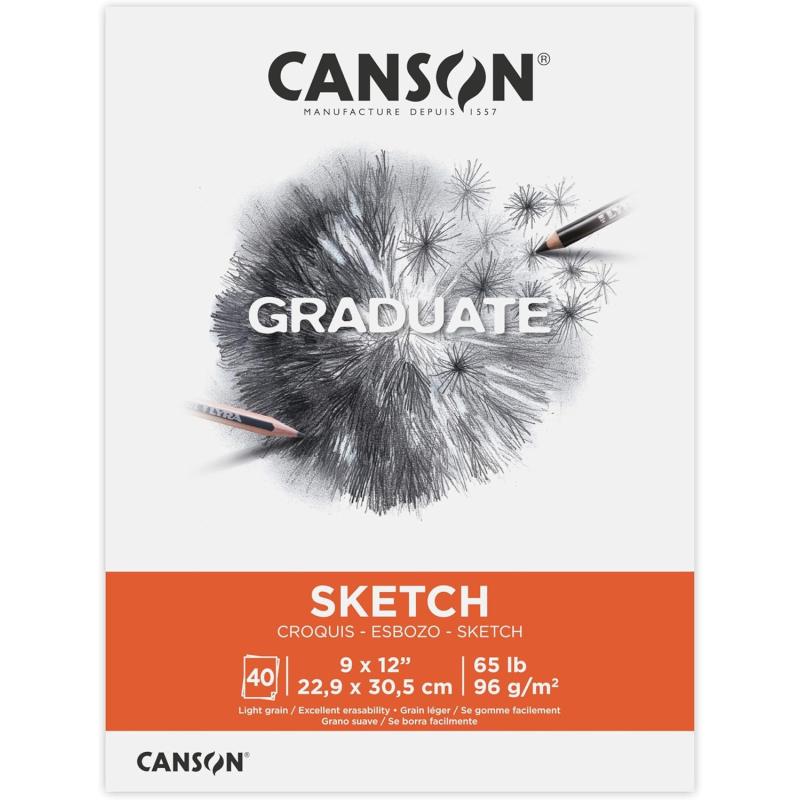 Canson Graduate Sketch Pad Foldover 9x12 inch 40 Sheets  Artist Paper for Adults and Students  Drawing Sketching and Art Journaling9x12 inch
