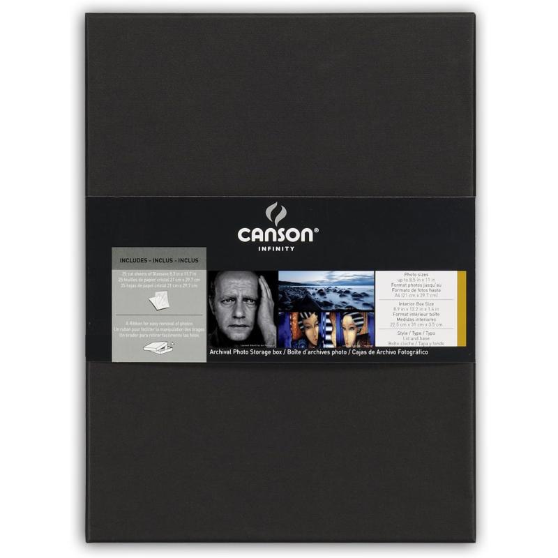 Canson Infinity Archival Box for Images and Documents up to 13 x 19 inches Fits 13 x 19 Inch Sheets BlackHolds Photos up to 85X11