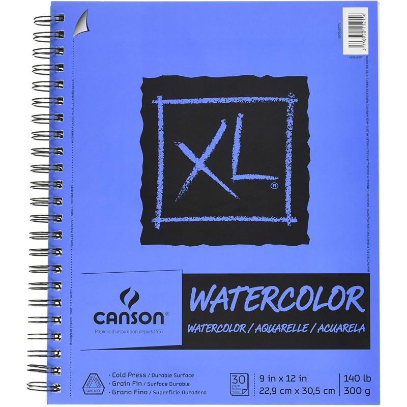 Canson XL Series Watercolor Pad Heavyweight White Paper Side Wire Binding 30 Sheets 9x12 inch12x18