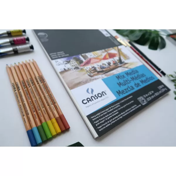 Canson Artist Series Mixed Media Paper Wirebound Pad 55x85 Inch 40 Sheets 138lb224g  Artist Paper for Adults and Students  Watercolor Gouache Graphite Ink Pencil Marker9X12