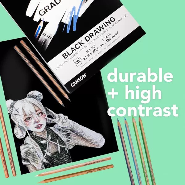 Canson Graduate Black Drawing Pad Foldover 55x85 inch 20 Sheets  Artist Paper for Adults and Students  Drawing Sketching and Art JournalingBlack Paper