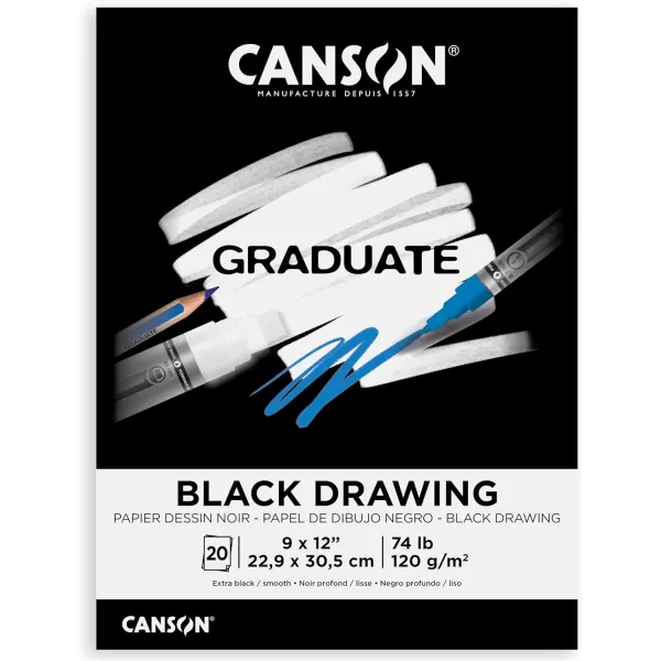 Canson Graduate Black Drawing Pad Foldover 55x85 inch 20 Sheets  Artist Paper for Adults and Students  Drawing Sketching and Art JournalingBlack Paper