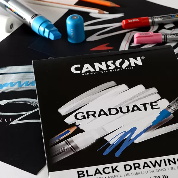 Canson Graduate Black Drawing Pad Foldover 55x85 inch 20 Sheets  Artist Paper for Adults and Students  Drawing Sketching and Art JournalingBlack Paper