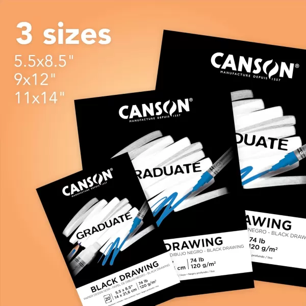 Canson Graduate Black Drawing Pad Foldover 55x85 inch 20 Sheets  Artist Paper for Adults and Students  Drawing Sketching and Art JournalingBlack Paper