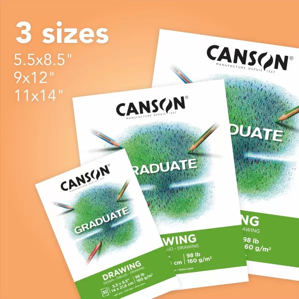 Canson Graduate Black Drawing Pad Foldover 55x85 inch 20 Sheets  Artist Paper for Adults and Students  Drawing Sketching and Art JournalingWhite Paper