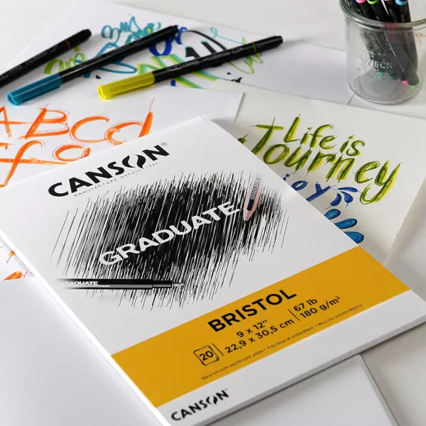 Canson Graduate Bristol Pad Foldover 9x12 inch 20 Sheets  Artist Paper for Adults and Students  Drawing Sketching Markers and Art JournalingWhite55x85 inch