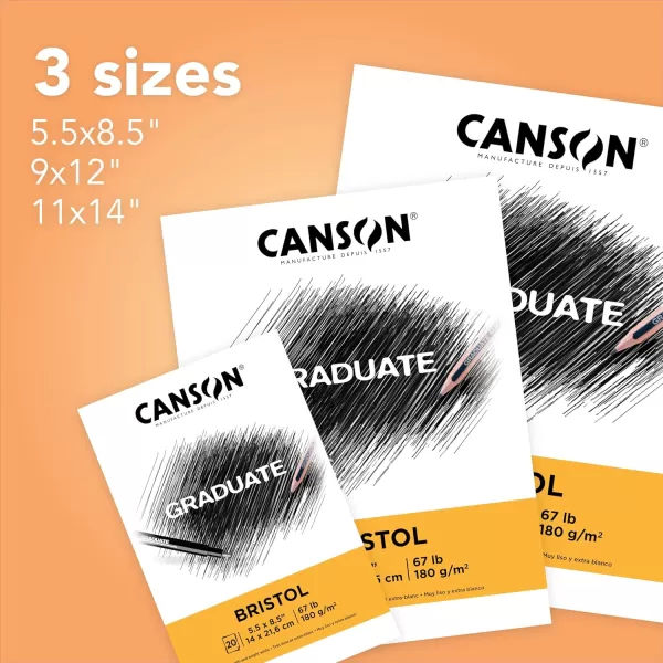 Canson Graduate Bristol Pad Foldover 9x12 inch 20 Sheets  Artist Paper for Adults and Students  Drawing Sketching Markers and Art JournalingWhite9x12 inch
