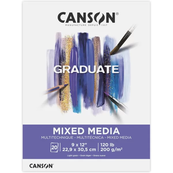 Canson Graduate Mixed Media Pad Foldover 55x85 inch 20 Sheets  Artist Paper for Adults and Students  Watercolors Mixed Media Markers and Art JournalingWhite Paper