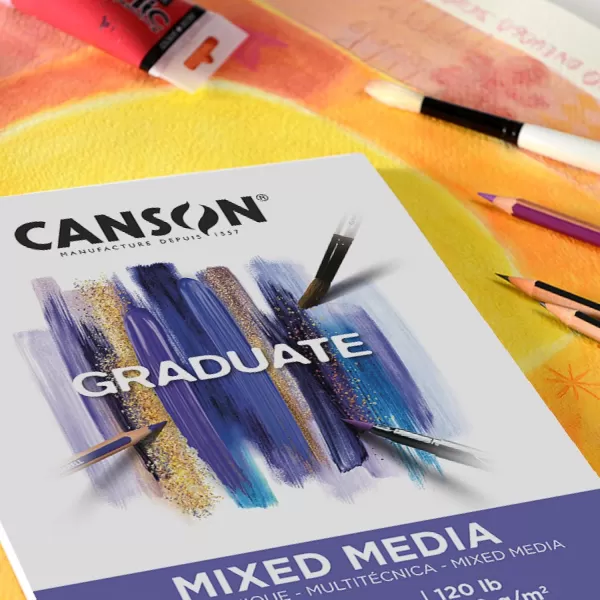 Canson Graduate Mixed Media Pad Foldover 55x85 inch 20 Sheets  Artist Paper for Adults and Students  Watercolors Mixed Media Markers and Art JournalingWhite Paper