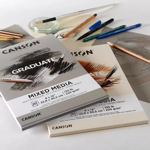 Canson Graduate Mixed Media Pad Foldover 55x85 inch 20 Sheets  Artist Paper for Adults and Students  Watercolors Mixed Media Markers and Art JournalingGrey Paper