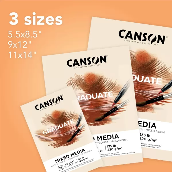 Canson Graduate Mixed Media Pad Foldover 55x85 inch 20 Sheets  Artist Paper for Adults and Students  Watercolors Mixed Media Markers and Art JournalingNaturalTan Paper