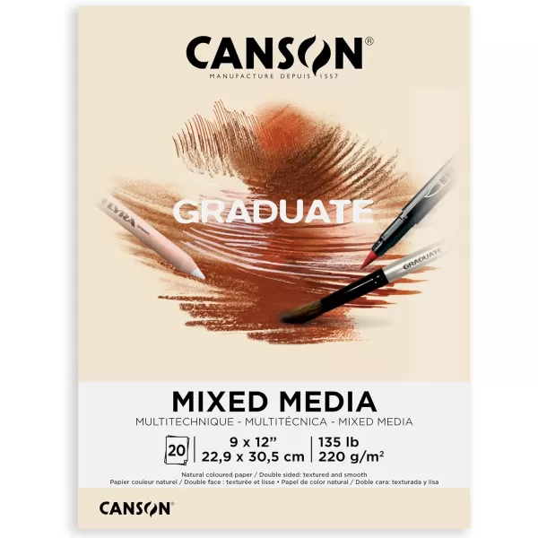 Canson Graduate Mixed Media Pad Foldover 55x85 inch 20 Sheets  Artist Paper for Adults and Students  Watercolors Mixed Media Markers and Art JournalingNaturalTan Paper