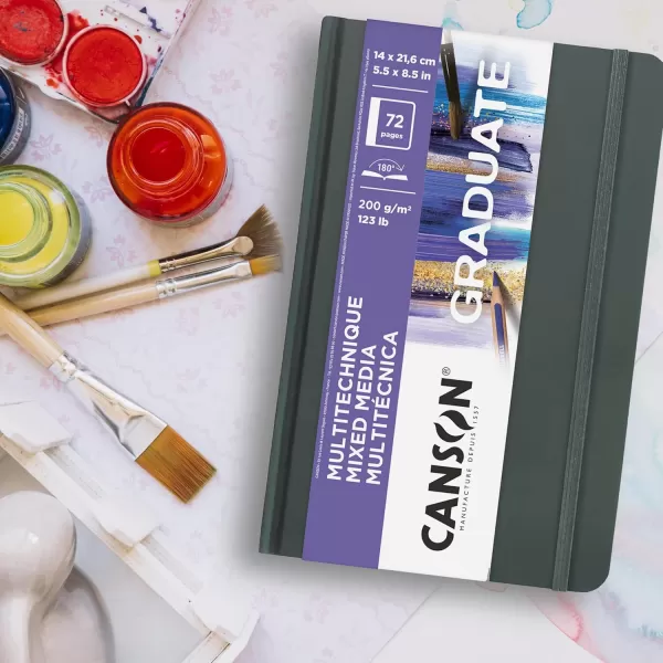 Canson Graduate Mixed Media Paper Hard Cover Art Journal 85x11 inches 36 Sheets  Artist Paper for Collage Watercolor Ink Pencil Markerwhite