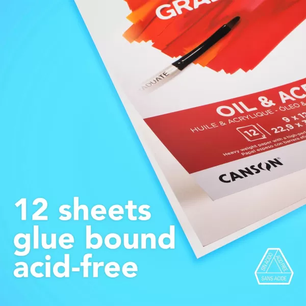 Canson Graduate Oil and Acrylic Paint Pad Foldover 9x12 inch 12 Sheets  Artist Paper for Adults and Students  Oil Acrylic Mixed Media and Painting55x85 inch