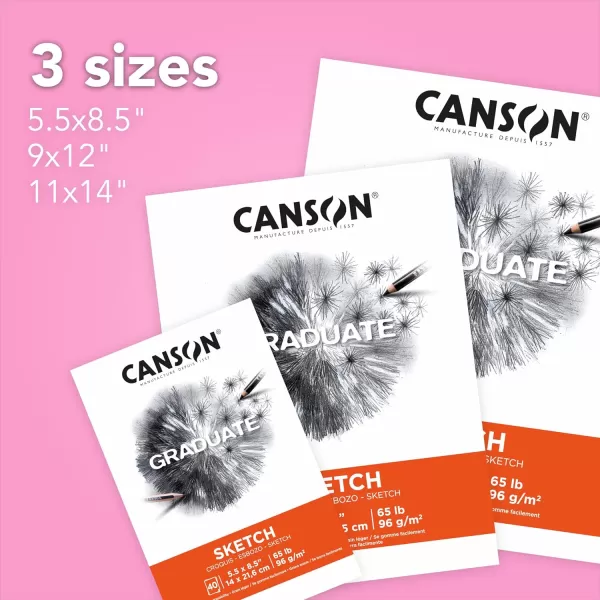 Canson Graduate Sketch Pad Foldover 9x12 inch 40 Sheets  Artist Paper for Adults and Students  Drawing Sketching and Art Journaling11x14 inch