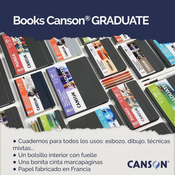 Canson Graduate Sketch ampamp Notes Hard Cover Art Journal 55x85 inches 92 Sheets  Notebook for Pencil Charcoal Pen Journaling IllustrationBlue