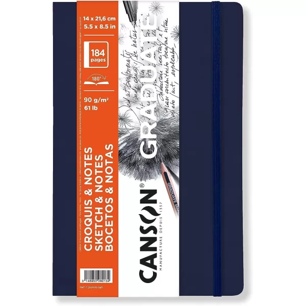 Canson Graduate Sketch ampamp Notes Hard Cover Art Journal 55x85 inches 92 Sheets  Notebook for Pencil Charcoal Pen Journaling IllustrationBlue