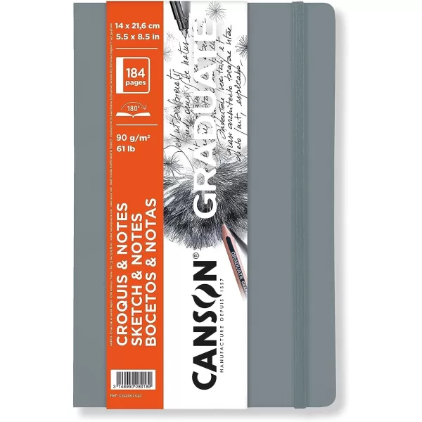 Canson Graduate Sketch ampamp Notes Hard Cover Art Journal 55x85 inches 92 Sheets  Notebook for Pencil Charcoal Pen Journaling IllustrationGrey