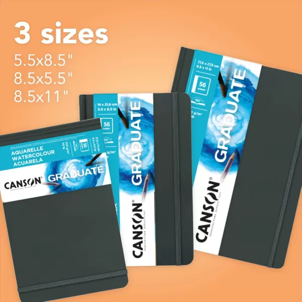 Canson Graduate Watercolor Paper Hard Cover Art Journal 55x85 inches 28 Sheets  Artist Paper for Paint Pencil Ink Marker Illustration85x55 Pack of 2