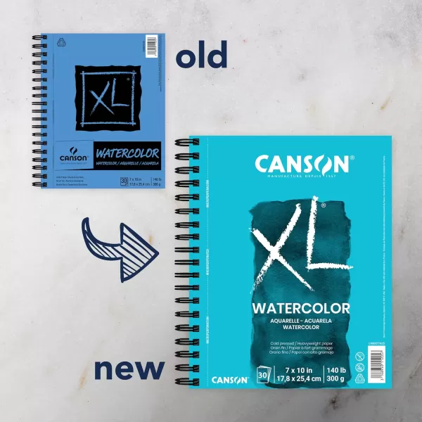 Canson XL Series Watercolor Textured Paper Pad for Paint Pencil Ink Charcoal Pastel and Acrylic Fold Over 140 Pound 11 x 15 2 Pack Foldover Cover 30 Sheets7x10