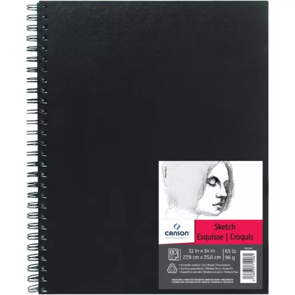 Canson Artist Series Sketch Book Paper Pad for Pencil and Charcoal Acid Free Wire Bound 65 Pound 9 x 12 Inch 80 Sheets11X14
