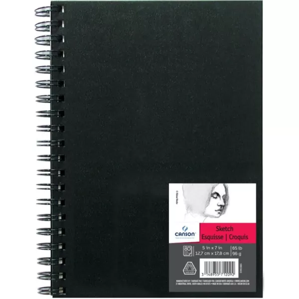 Canson Artist Series Sketch Book Paper Pad for Pencil and Charcoal Acid Free Wire Bound 65 Pound 9 x 12 Inch 80 Sheets5X7