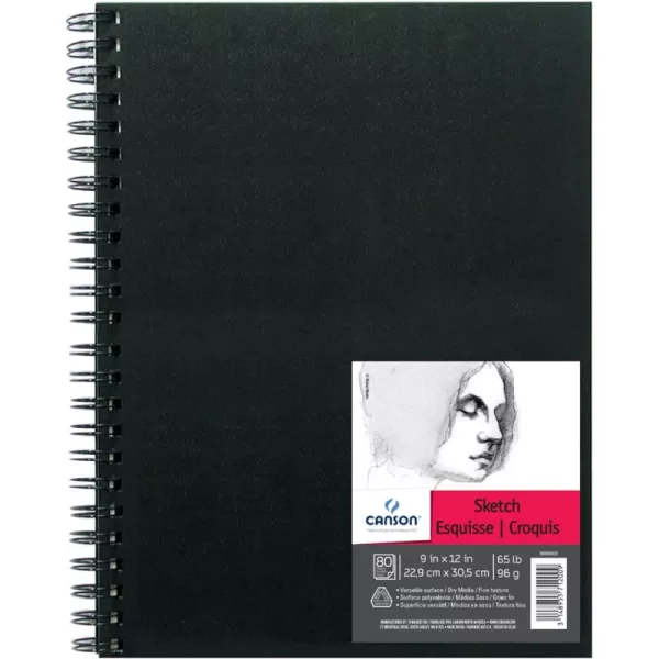 Canson Artist Series Sketch Book Paper Pad for Pencil and Charcoal Acid Free Wire Bound 65 Pound 9 x 12 Inch 80 Sheets9X12