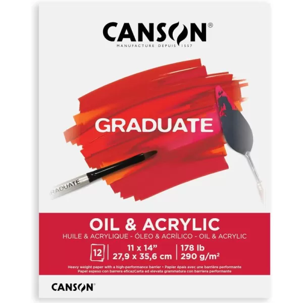 Canson Graduate Oil and Acrylic Paint Pad Foldover 9x12 inch 12 Sheets  Artist Paper for Adults and Students  Oil Acrylic Mixed Media and Painting11x14 inch