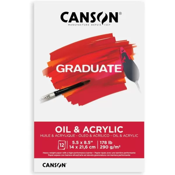 Canson Graduate Oil and Acrylic Paint Pad Foldover 9x12 inch 12 Sheets  Artist Paper for Adults and Students  Oil Acrylic Mixed Media and Painting55x85 inch