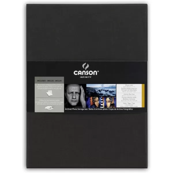 Canson Infinity Archival Box for Images and Documents up to 13 x 19 inches Fits 13 x 19 Inch Sheets BlackHolds Photos up to 85X11