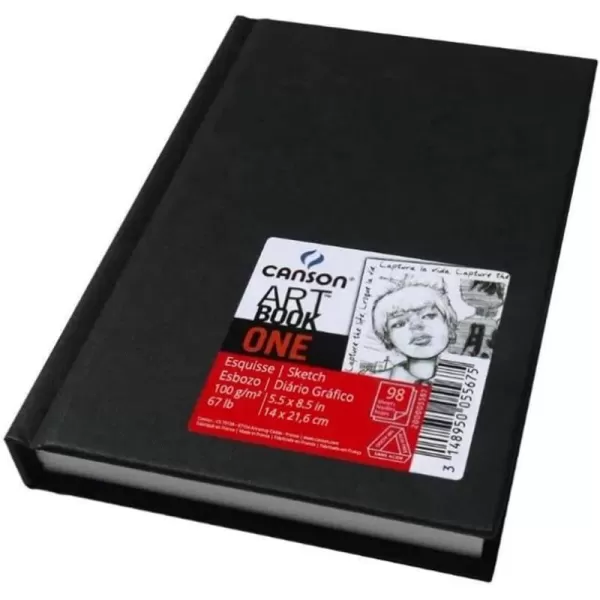 Canson ONE Art Book Paper Pad Smudge Resistant Sketch Book Paper Pad Hardbound 67 Pound 85 x 11 Inch 98 Sheets55 x 85 Hardbound