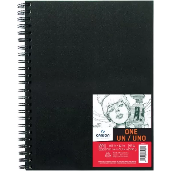 Canson ONE Art Book Paper Pad Smudge Resistant Sketch Book Paper Pad Hardbound 67 Pound 85 x 11 Inch 98 Sheets85 x 11 Side Wire