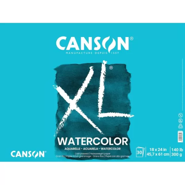 Canson XL Series Watercolor Pad Heavyweight White Paper Side Wire Binding 30 Sheets 9x12 inch18x24