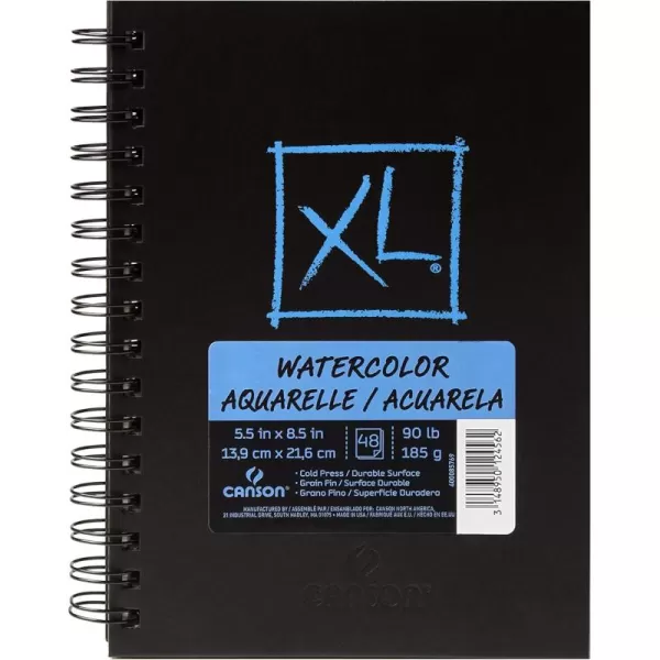 Canson XL Series Watercolor Textured Paper Pad for Paint Pencil Ink Charcoal Pastel and Acrylic Fold Over 140 Pound 11 x 15 2 Pack Foldover Cover 30 Sheets55x85