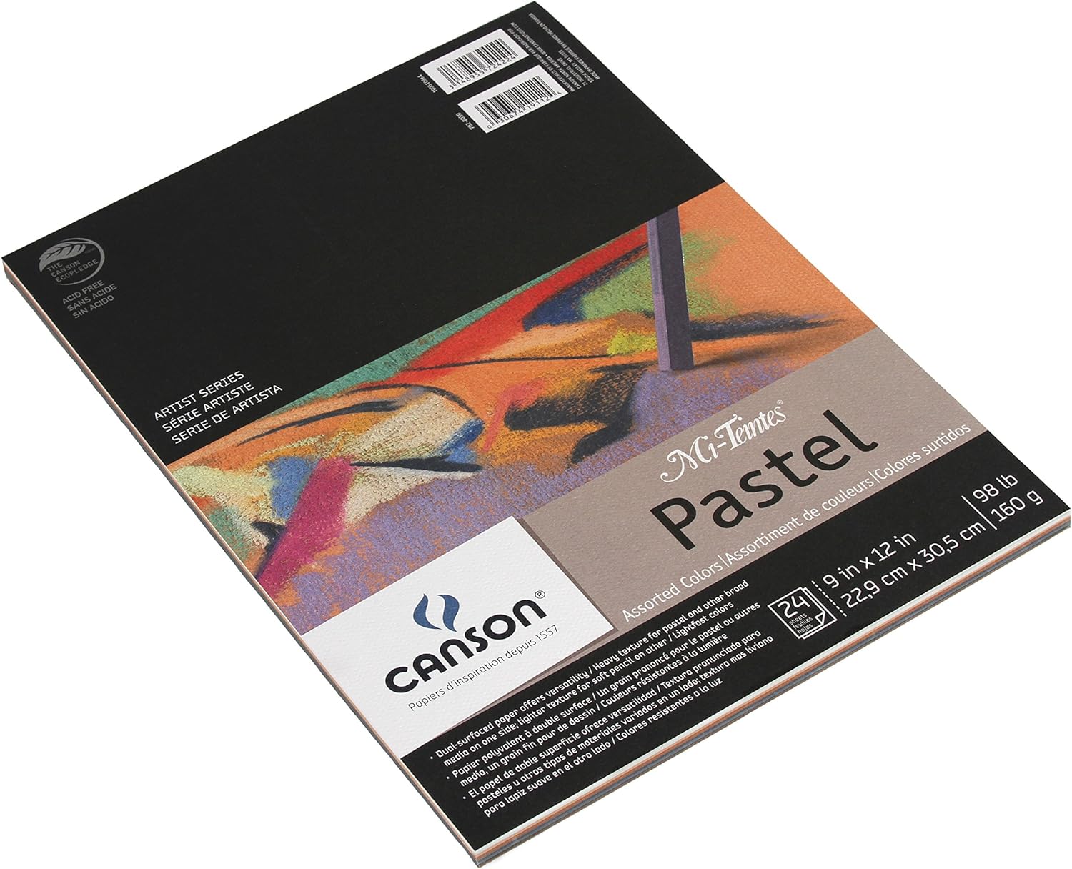 imageCanson Artist Series MiTeintes Pastel Paper White Wirebound Pad 9x12 inches 16 Sheets 98lb160g  Artist Paper for Adults and StudentsAssorted Colors