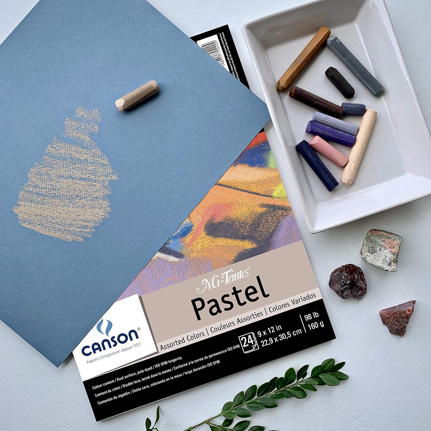 imageCanson Artist Series MiTeintes Pastel Paper White Wirebound Pad 9x12 inches 16 Sheets 98lb160g  Artist Paper for Adults and StudentsAssorted Colors