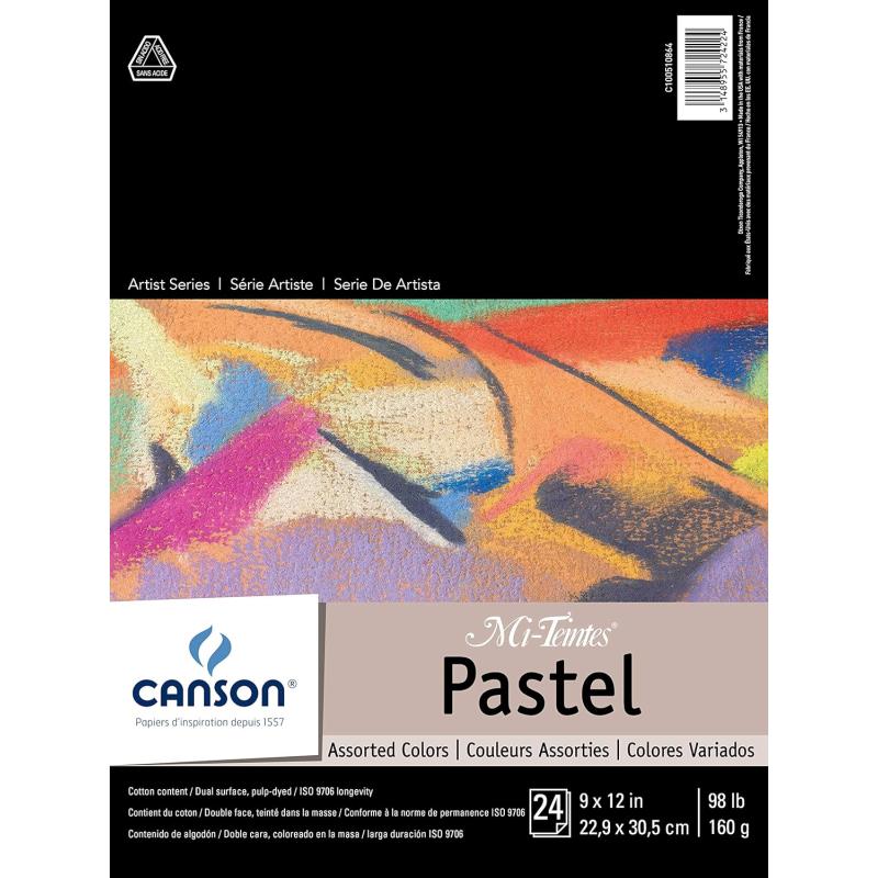 imageCanson Artist Series MiTeintes Pastel Paper White Wirebound Pad 9x12 inches 16 Sheets 98lb160g  Artist Paper for Adults and StudentsAssorted Colors