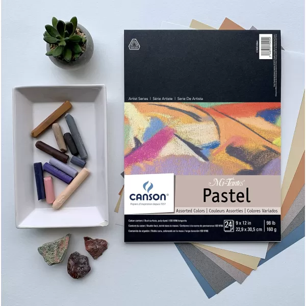 imageCanson Artist Series MiTeintes Pastel Paper White Wirebound Pad 9x12 inches 16 Sheets 98lb160g  Artist Paper for Adults and StudentsAssorted Colors