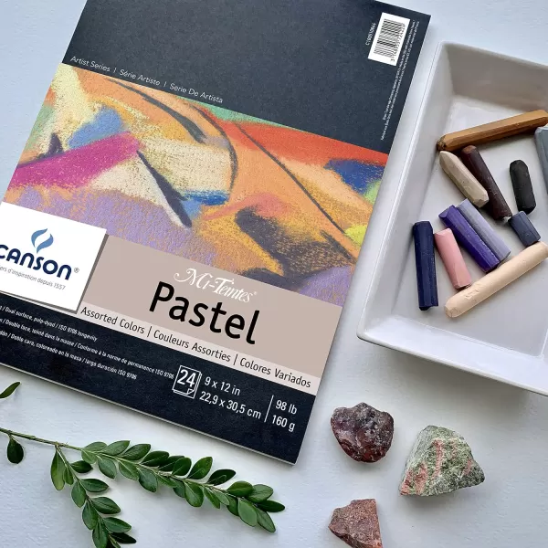 imageCanson Artist Series MiTeintes Pastel Paper White Wirebound Pad 9x12 inches 16 Sheets 98lb160g  Artist Paper for Adults and StudentsAssorted Colors