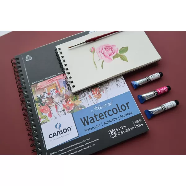 imageCanson Artist Series Watercolor Paper Wirebound Pad 9x12 inches 20 Sheets 140lb300g  Artist Paper for Adults and Students  Watercolors Mixed Media Markers and Art Journaling9x12