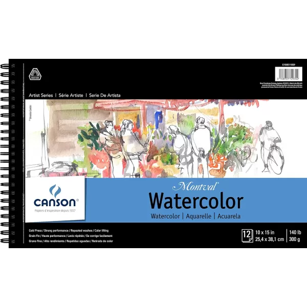 imageCanson Artist Series Watercolor Paper Wirebound Pad 9x12 inches 20 Sheets 140lb300g  Artist Paper for Adults and Students  Watercolors Mixed Media Markers and Art Journaling10X15