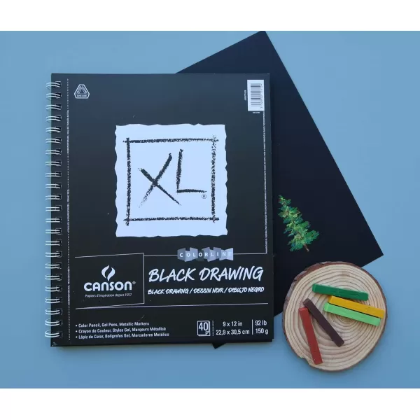 Canson XL Series Drawing Paper Black Wirebound Pad 7x10 inches 40 Sheets 92lb150g  Artist Paper for Adults and Students  Colored Pencil Ink Pastel Marker