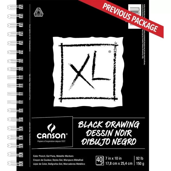 Canson XL Series Drawing Paper Black Wirebound Pad 7x10 inches 40 Sheets 92lb150g  Artist Paper for Adults and Students  Colored Pencil Ink Pastel Marker