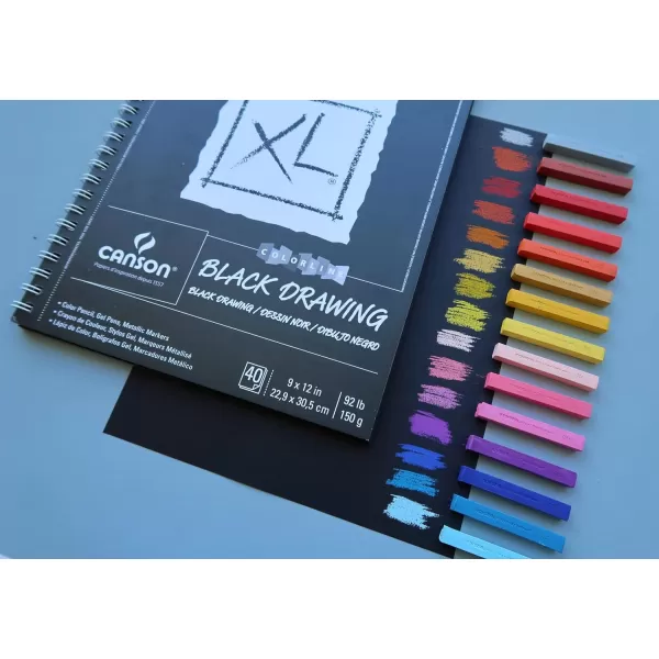 Canson XL Series Drawing Paper Black Wirebound Pad 7x10 inches 40 Sheets 92lb150g  Artist Paper for Adults and Students  Colored Pencil Ink Pastel Marker