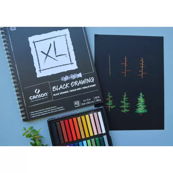 imageCanson XL Series Drawing Paper Black Wirebound Pad 9x12 inches 40 Sheets 92lb150g  Artist Paper for Adults and Students  Colored Pencil Ink Pastel Marker